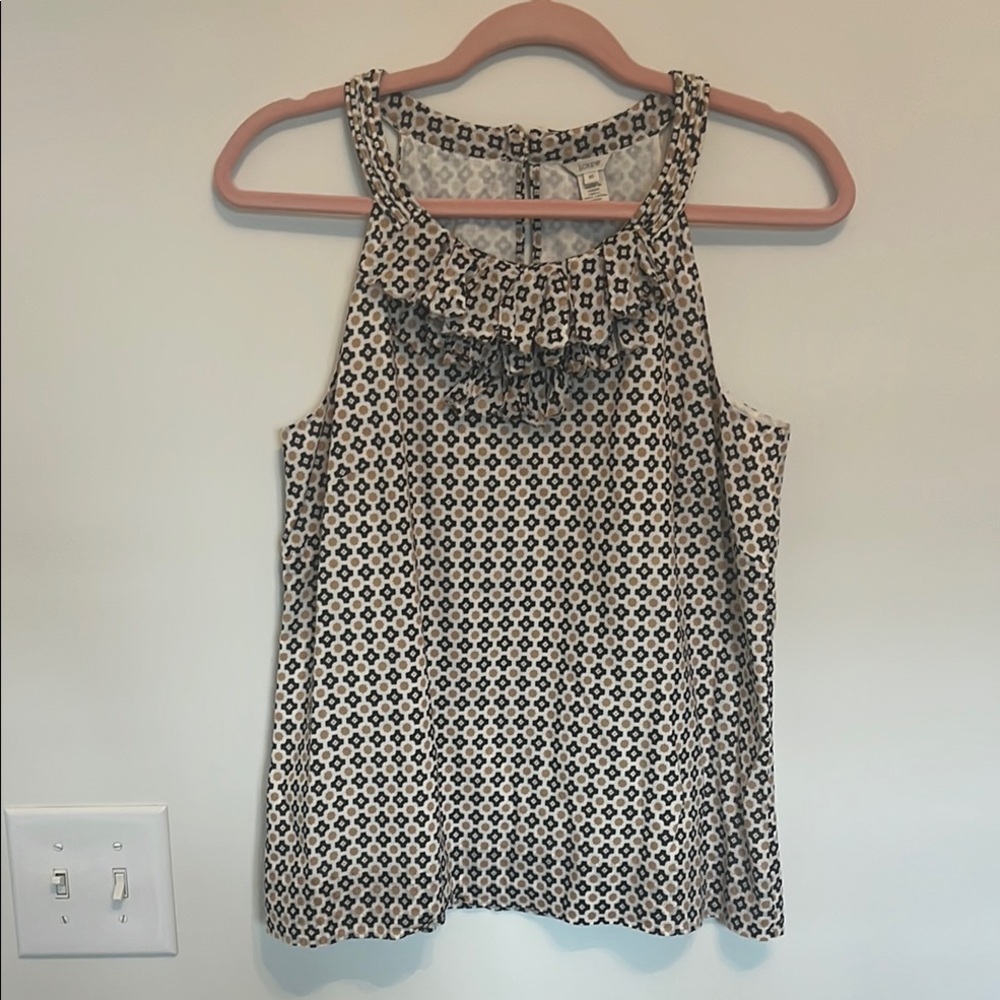 J. Crew Women's Brown, Tan and White Patterned Sleeveless Halter Top